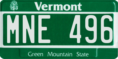 VT license plate MNE496