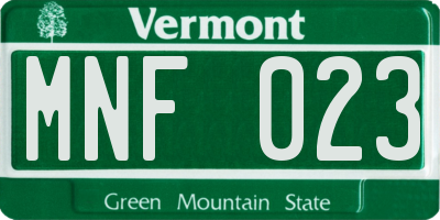 VT license plate MNF023