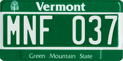 VT license plate MNF037