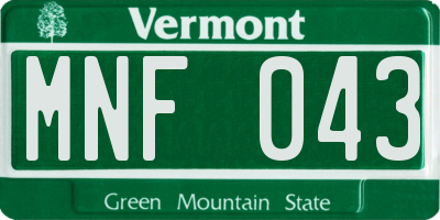VT license plate MNF043