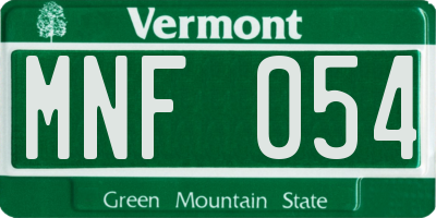 VT license plate MNF054
