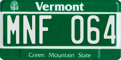 VT license plate MNF064