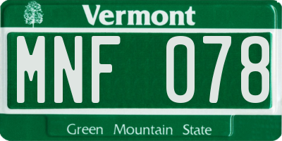 VT license plate MNF078