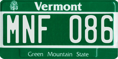 VT license plate MNF086