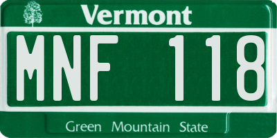VT license plate MNF118