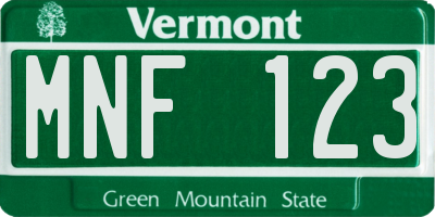 VT license plate MNF123