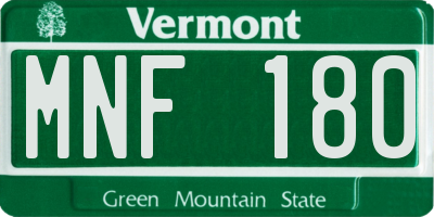VT license plate MNF180