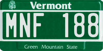 VT license plate MNF188