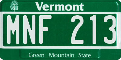 VT license plate MNF213
