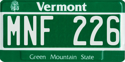 VT license plate MNF226