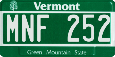 VT license plate MNF252