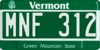 VT license plate MNF312