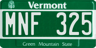 VT license plate MNF325
