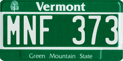VT license plate MNF373