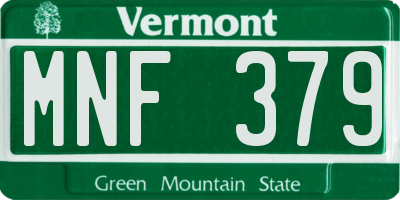 VT license plate MNF379