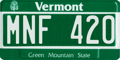 VT license plate MNF420