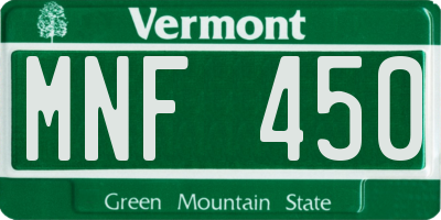 VT license plate MNF450