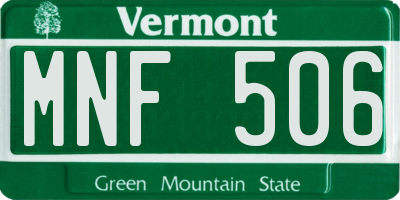 VT license plate MNF506