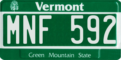VT license plate MNF592