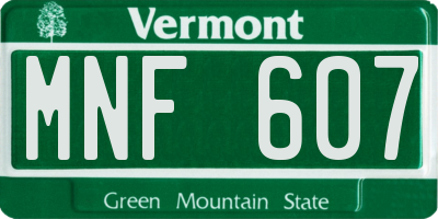 VT license plate MNF607