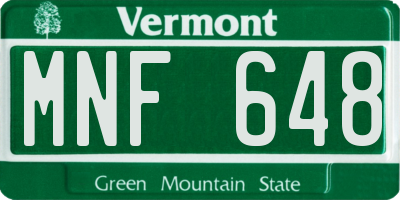 VT license plate MNF648