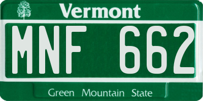VT license plate MNF662