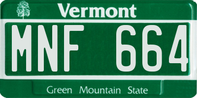 VT license plate MNF664