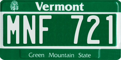 VT license plate MNF721