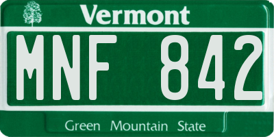 VT license plate MNF842