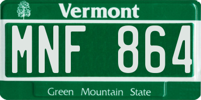 VT license plate MNF864