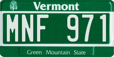 VT license plate MNF971