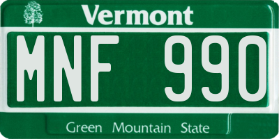 VT license plate MNF990