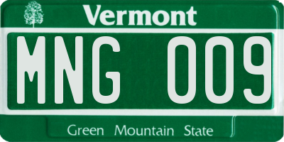 VT license plate MNG009