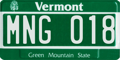 VT license plate MNG018