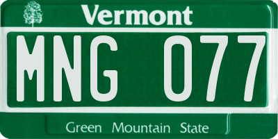 VT license plate MNG077