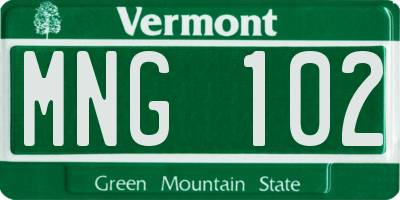 VT license plate MNG102