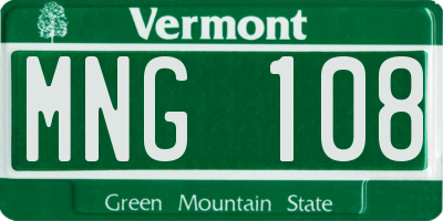 VT license plate MNG108