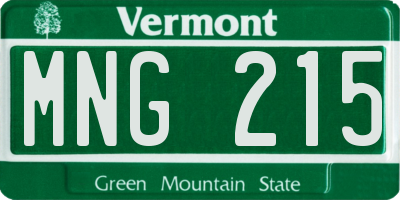 VT license plate MNG215