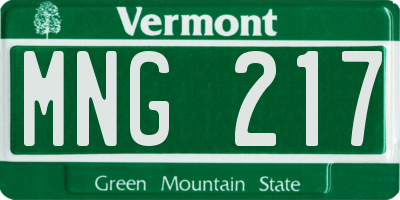 VT license plate MNG217