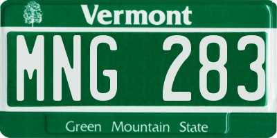 VT license plate MNG283