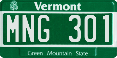 VT license plate MNG301