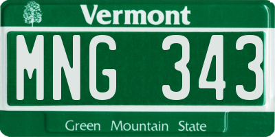 VT license plate MNG343