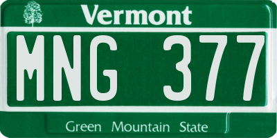 VT license plate MNG377
