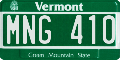 VT license plate MNG410