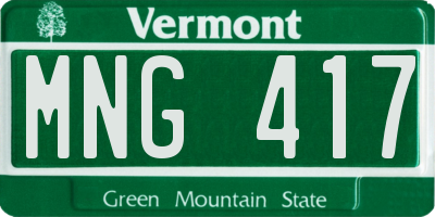 VT license plate MNG417
