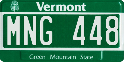 VT license plate MNG448