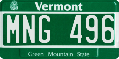 VT license plate MNG496