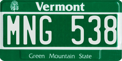 VT license plate MNG538
