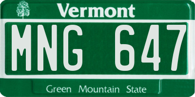 VT license plate MNG647