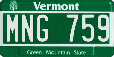 VT license plate MNG759